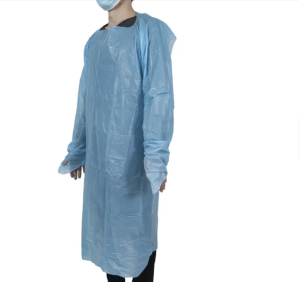 Non-sterile surgical gown disposable CPE apron thumb loops gown AAMI3 EN13795 certified with long sleeve plastic apron