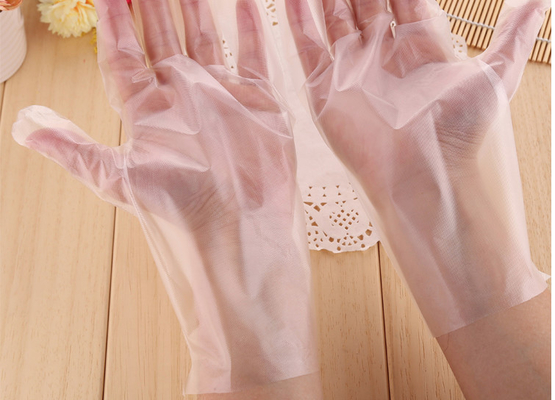Practical high quality transparent disposable hdpe vinyl pe glove thickened disposable clear plastic gloves