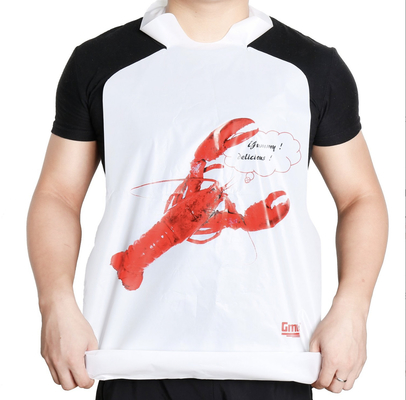 Customized Printed Promotional Lobster Non Woven Disposable Apron Adult Custom Printed Disposable Bibs With Logo